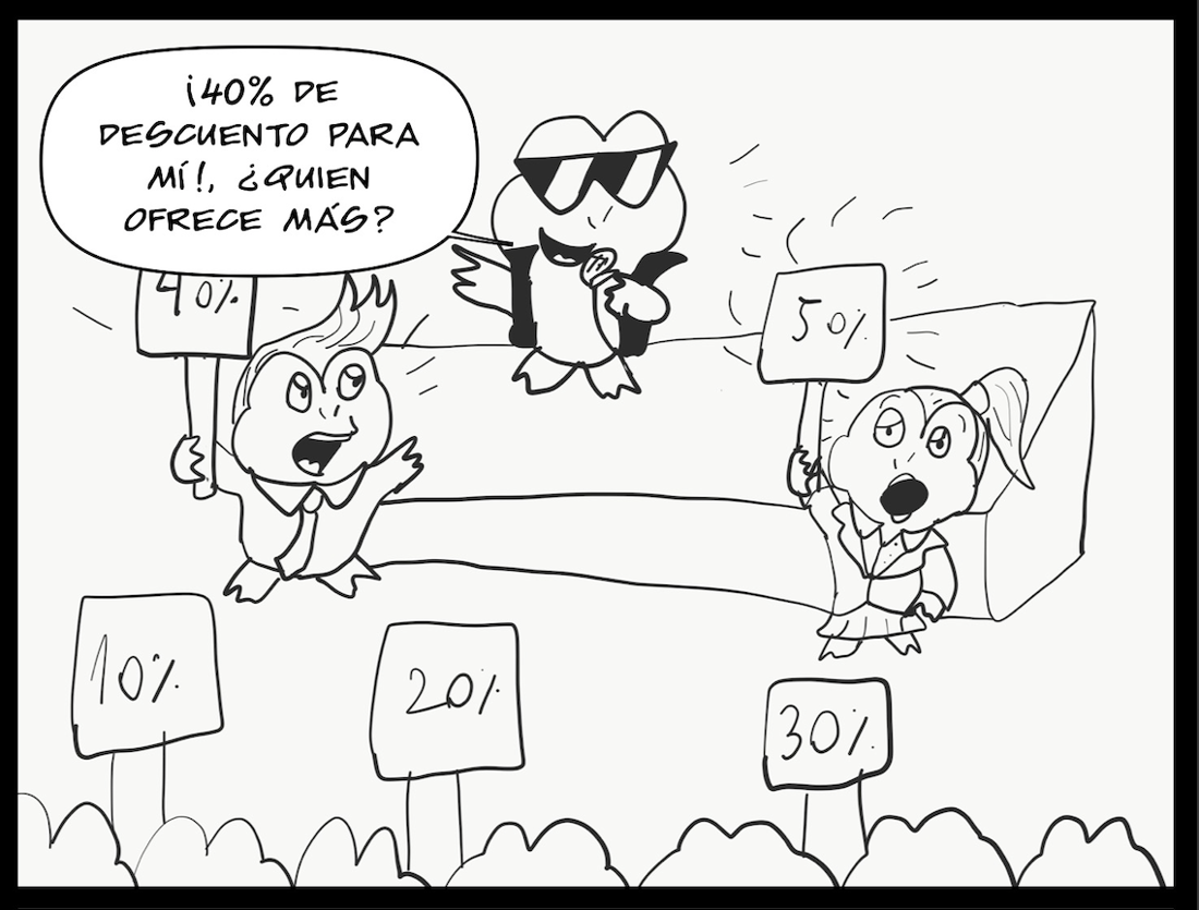 Viñeta de negociación entre dos partes